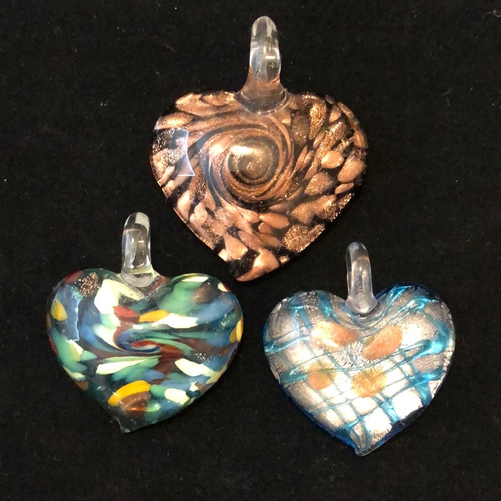 Glass Heart Charms